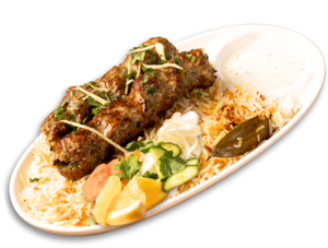 Beef Seekh Kabab Rice Platter (2 pcs)